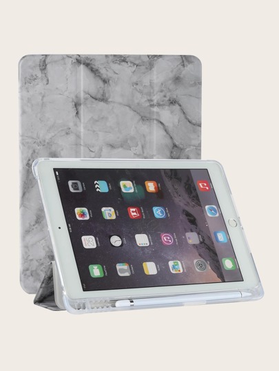 Чехол со слотом ручки совместимый с iPad с мраморным узором SHEIN