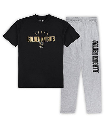 Мужской комплект из футболки и брюк для отдыха Vegas Golden Knights Black, Heather Grey Big and Tall Profile