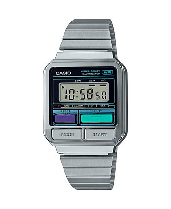 Цифровые часы унисекс из нержавеющей стали серебристого цвета, 33,5 мм, A120WE-1AVT G-Shock