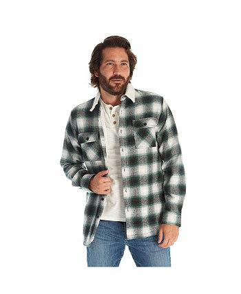 Clothing Men's Faux Fur Lined Plaid Shirt Jacket PX