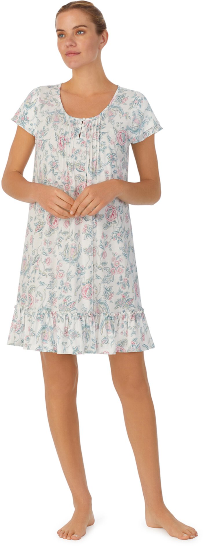Платье с оборками и каплевидным вырезом на рукавах с развевающимися рукавами Ralph Lauren