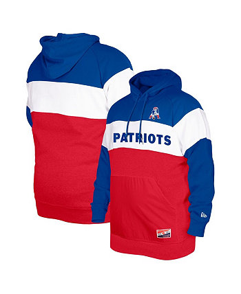 Мужской пуловер с капюшоном Royal Distressed New England Patriots Big and Tall Throwback с цветными блоками New Era