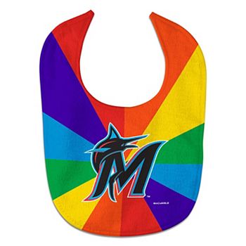 Нагрудник для новорожденных с радужным дизайном Miami Marlins, 55% хлопок, 45% полиэстер Unbranded