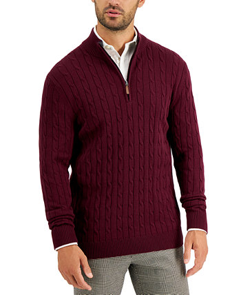 Мужской хлопковый вязаный свитер с застежкой-молнией, созданный для Macy's Club Room