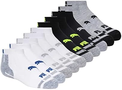 Puma Low Cut Kids Socks Dry Cell Moisture Wicking Stay Cool Dry Arch Support ( 10 Pair) (Youth Shoe Size (4-9.5) PUMA