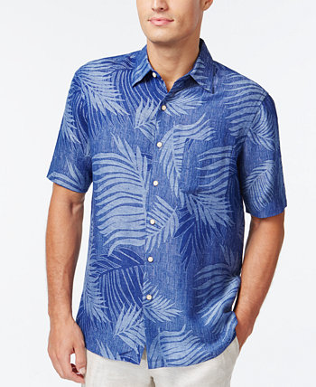 Рубашка с короткими рукавами из шелкового льна с тропическим принтом, созданная для Macy's Tasso Elba