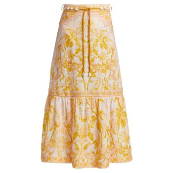 Длинная льняная юбка Lyre со складками в стиле Годе ZIMMERMANN