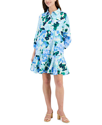 Женское платье с воланами из 100% льна с цветочным принтом, созданное для Macy's Charter Club
