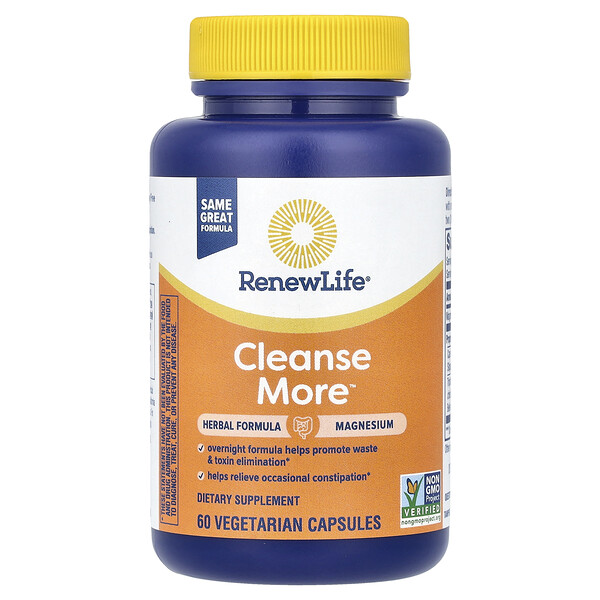 Cleanse More, 60 растительных капсул - Renew Life - Очищение Кишечника Renew Life