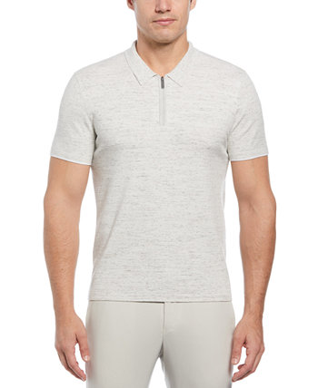 Мужская рубашка-поло с коротким рукавом и молнией четверть четверти Perry Ellis