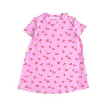 Маленькая девочка и усилитель; Повседневное платье Cherry Berry с короткими рукавами для девочек Lovey&Grink
