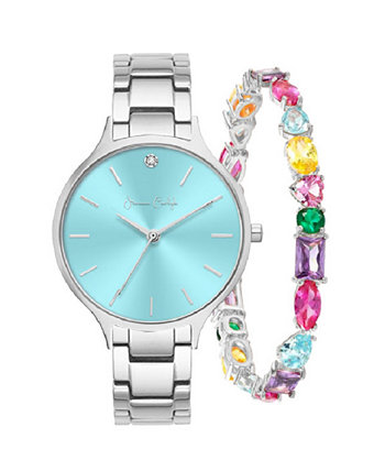 Женские кварцевые часы из сплава серебристого цвета с браслетом, 36 мм, подарочный набор Jessica Carlyle
