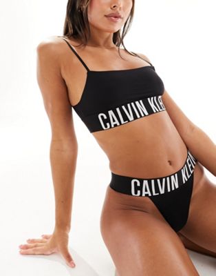 Calvin Klein intense power micro unlined crop bralet in black Calvin Klein