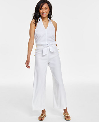 Women's Button-Trim Wide-Leg Pants, Created for Macy's I.N.C. International Concepts