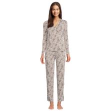 Women's Lands' End Cooling Long Sleeve Crossover Pajama Top and Pajama Pants Sleep Set Lands' End