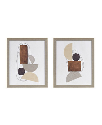 Cashel Abstract Two-Tone Neutral Framed Graphic Set, 2 Piece INK+IVY
