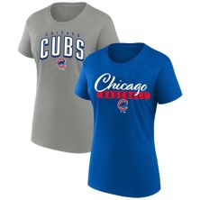 Women's Profile Royal/Gray Chicago Cubs Plus Size 2-Pack Scoop Neck T-Shirt Set Profile