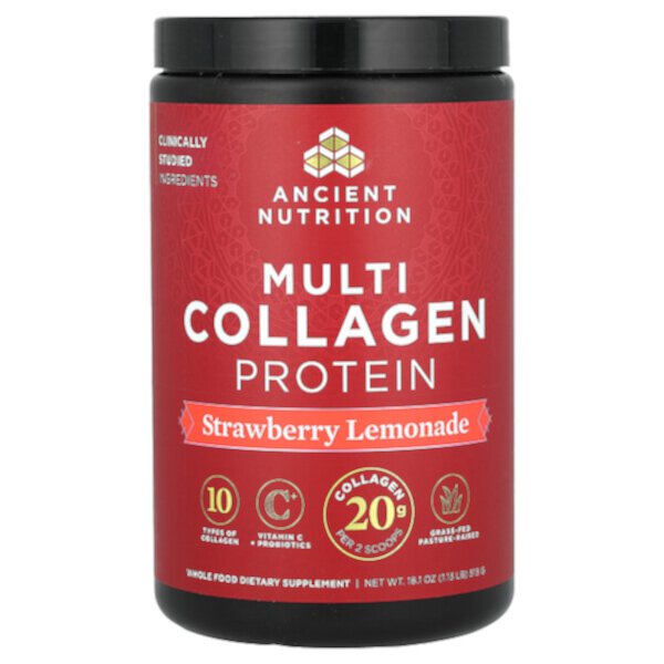Multi Collagen Protein, клубничный лимонад, 1,13 фунта (513 г) Ancient Nutrition