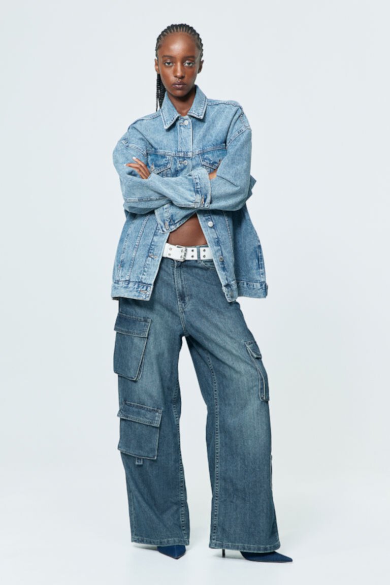 Широкие джинсы карго H&M