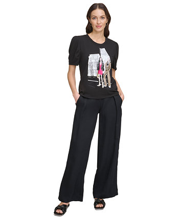 Женская разговорная футболка с короткими рукавами DKNY