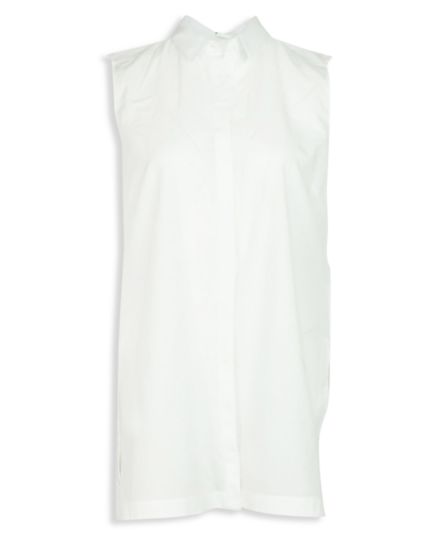 Белая хлопковая блуза без рукавов с воротником Helmut Lang Helmut Lang