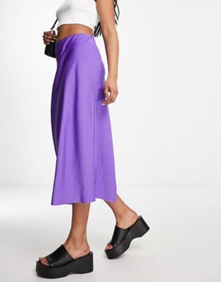 Lola May satin midi skirt in purple Lola May