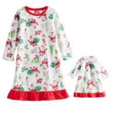Girls 4-16 Jammies For Your Families® Doodle Santa Nightgown & Doll Pajama Gown Set Jammies For Your Families