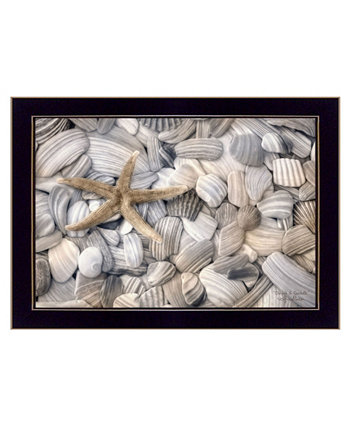 Морская звезда и морская ракушка. Автор Lori Deiter, настенное искусство с принтом, готово к развешиванию, черная рамка, 20 "x 14" Trendy Décor 4U