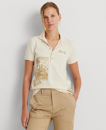Женская рубашка-поло пике с принтом Ralph Lauren