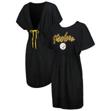 Women's G-III 4Her by Carl Banks Black Pittsburgh Steelers Versus Swim Cover-Up In The Style