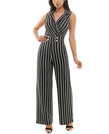 Juniors' Notched-Lapel Fitted-Waist Jumpsuit Almost Famous