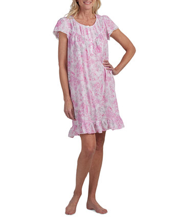 Women's Cotton Ruffled-Hem Nightgown Miss Elaine