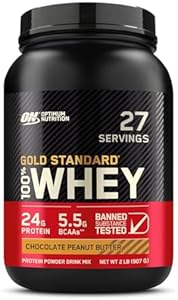 Протеиновый порошок Gold Standard 100% Whey с банановым вкусом, 680 г, 24 г белка на порцию Optimum Nutrition