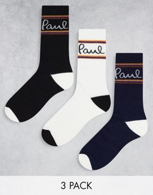 3 пары спортивных носков Paul Smith черного и белого цветов Paul Smith
