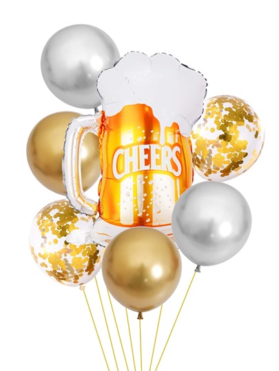 8шт Набор воздушных шаров пиво в форме SHEIN
