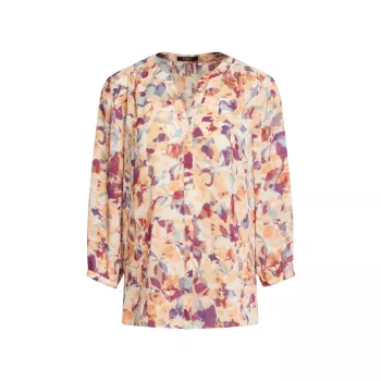 Блуза с защипами и цветочным принтом Fallen Lea NYDJ