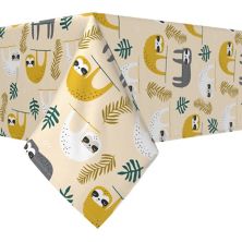 Rectangular Tablecloth, 100% Cotton, 60x120&#34;, Sloths Hanging Around Fabric Textile Products