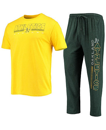 Men's Green, Gold Oakland Athletics Meter T-shirt and Pants Sleep Set Concepts Sport