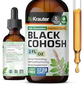 Black Cohosh Root Tincture - Vegan Black Cohosh Supplements Women Support - Liquid (Жидкость) Black Cohosh Extract - Alcohol and Sugar Free Black Cohosh Tincture 2 Fl.Oz. BIO KRAUTER