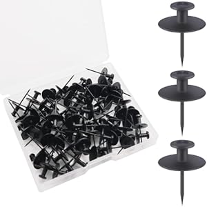 50 Pcs Push Pins for Bulletin Board, Metal Black Thumb Tacks for Picture Photo Hanging, Small Nails Flat Thumbtacks for Drywall Cork Board , Wall Tack Pins for Shadow Box Office Home Decorative Hoaisun