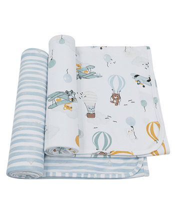 Одеяла из хлопкового трикотажа для маленьких мальчиков, упаковка из 2 шт. Living Textiles