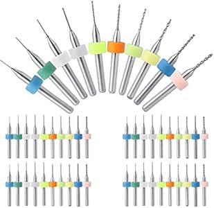 PCB Drill Bits 0.1-1.0mm Mini Micro Carbide Spiral Flute Carbide Drill Bits Rotary Engraving Tool for PCB Circuit Board Jewelry CNC Board Power Engraving, 40 PCS Dkardu