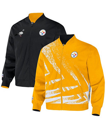 Мужская двусторонняя нейлоновая куртка NFL X Staple желтого цвета Pittsburgh Steelers с вышивкой NFL