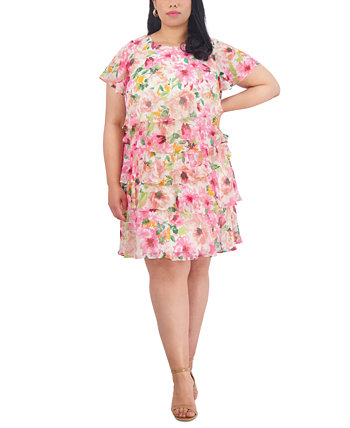 Многоуровневое платье больших размеров с цветочным принтом Jessica Howard