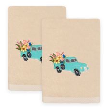Linum Home Textiles Spring Truck Embroidered Turkish Cotton Set of 2 Hand Towels Linum Home