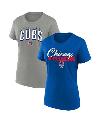 Женский комплект из 2 футболок с круглым вырезом размера плюс, королевский серый цвет Chicago Cubs Profile