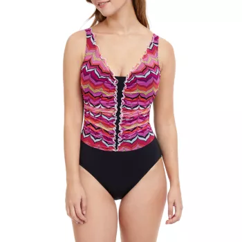 Palm Springs V-Neck One-Piece Swimsuit Profile by Gottex