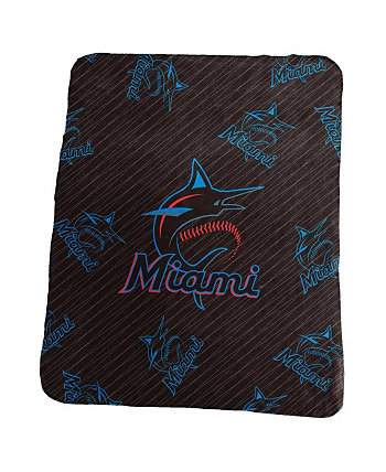Классическое плюшевое плед Miami Marlins размером 50 x 60 дюймов с повторяющимся логотипом Logo Brand