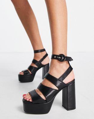 Lamoda Millions platform heeled sandals in black Lamoda