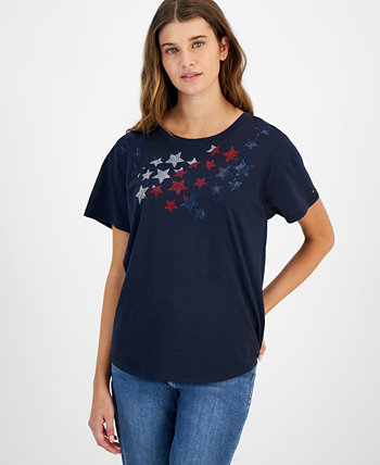 Women's Embellished-Star Short-Sleeve T-Shirt Tommy Hilfiger